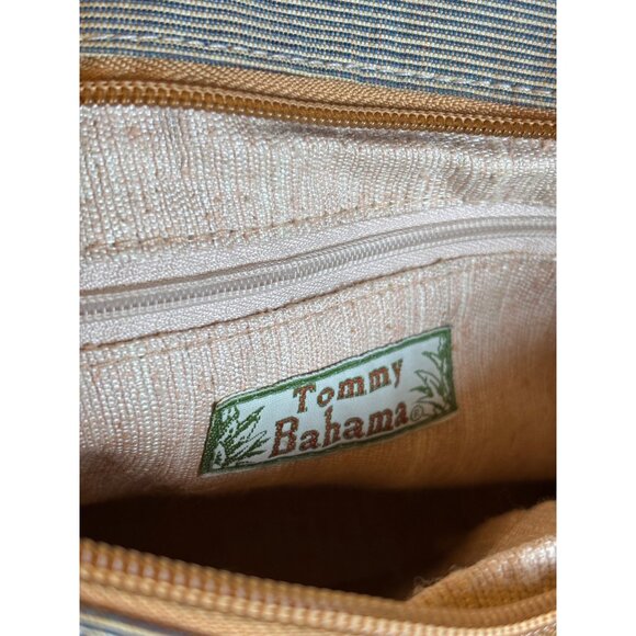 Tommy Bahama Tropical Print Tapestry Tote Handbag Small Shoulder Bag Leather Han - Picture 9 of 11